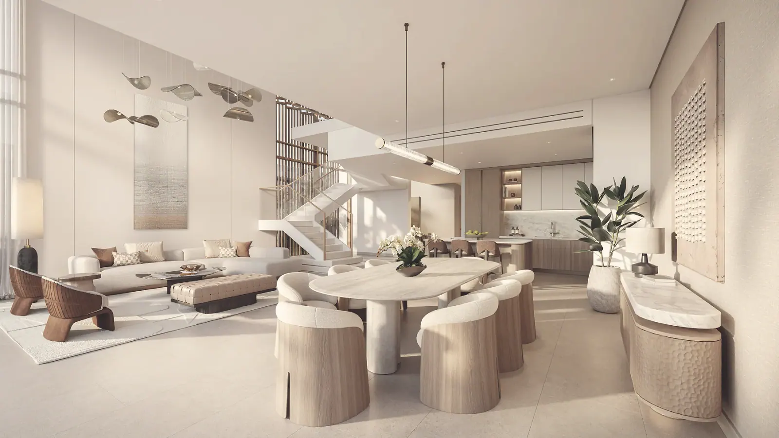 Bay Estate double-height lounge, render