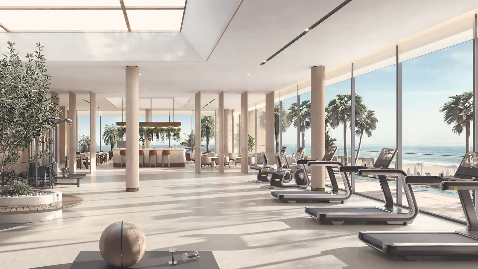 Bay Estate private gym with sea view, render
